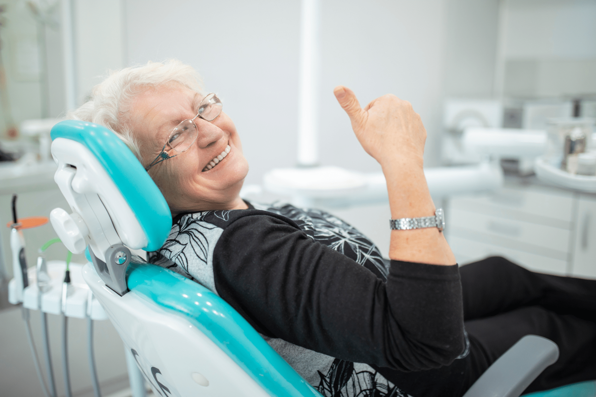 Senior patient smiling during a dental visit in Mountain Home AR